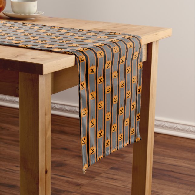 Fun and Fancy Halloween Pumpkins Short Table Runner (In Situ)