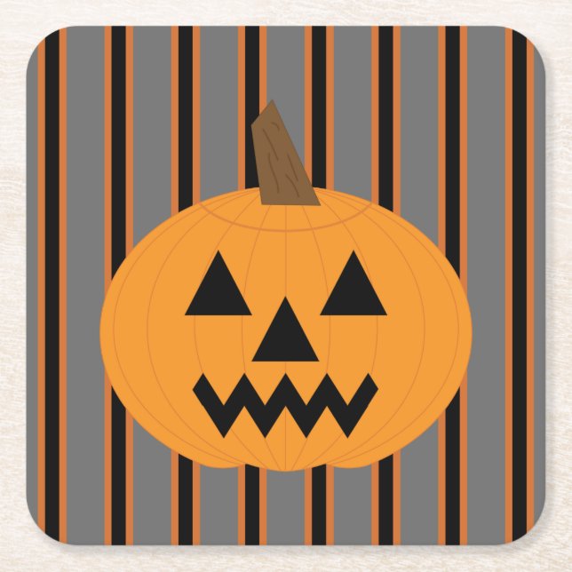 Fun and Fancy Halloween Pumpkins Square Paper Coaster (Front)