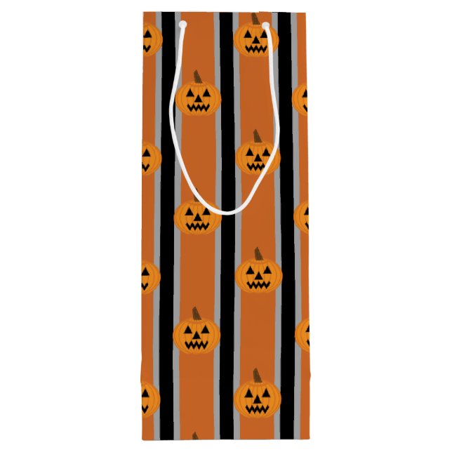 Fun and Fancy Halloween Pumpkins Wine Gift Bag (Back)