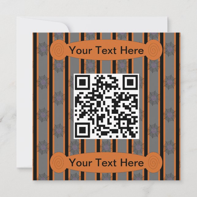 Fun and Fancy Halloween Spider Web QR Code Invitation (Front)