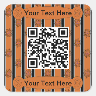 Fun and Fancy Halloween Spider Web QR Code Square Sticker
