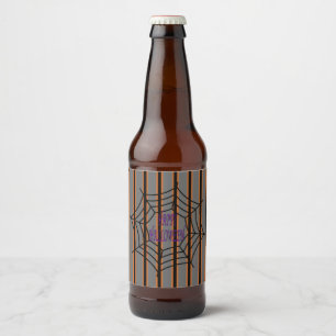 Fun and Fancy Halloween Spider Webs Beer Bottle Label