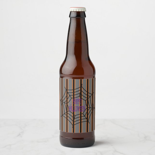 Fun and Fancy Halloween Spider Webs Beer Bottle Label (Front)