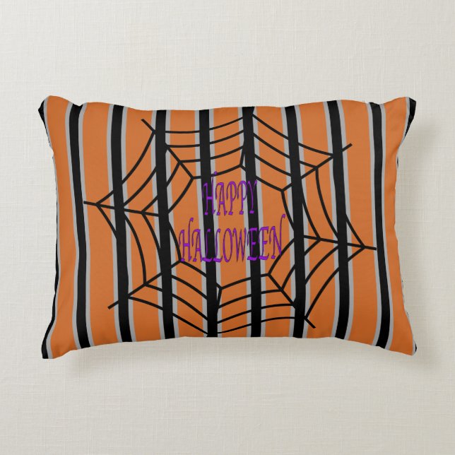 Fun and Fancy Halloween Spider Webs Decorative Cushion (Front)
