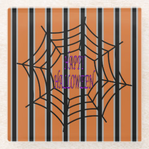 Fun and Fancy Halloween Spider Webs Glass Coaster