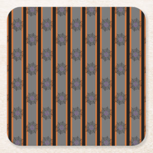 Fun and Fancy Halloween Spider Webs Square Paper Coaster