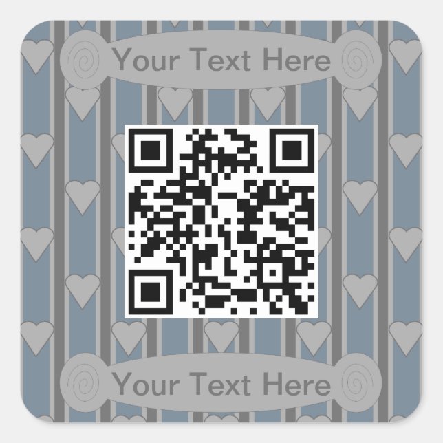 Fun and Fancy Heart QR Code Square Sticker (Front)