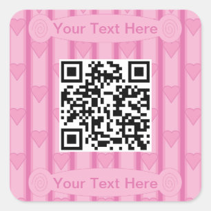 Fun and Fancy Heart QR Code Square Sticker
