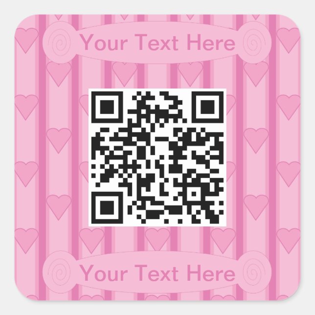 Fun and Fancy Heart QR Code Square Sticker (Front)