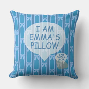 Fun and Fancy I Am Striped Blue Bow Pillow