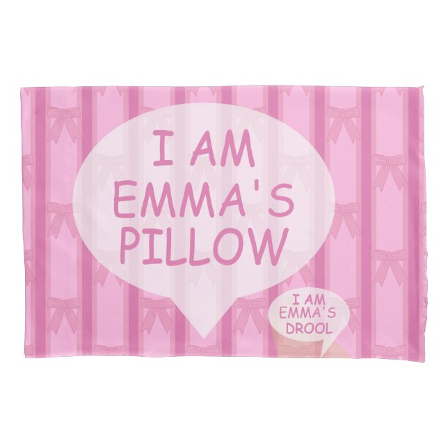 Fun and Fancy I Am Striped Pink Bow Pillow Pillowcase (Front)