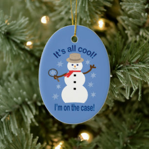Fun and Fancy It's All Cool Snowman Detective Ceramic Tree Decoration