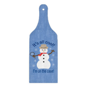 Fun and Fancy It's All Cool Snowman Detective Cutting Board