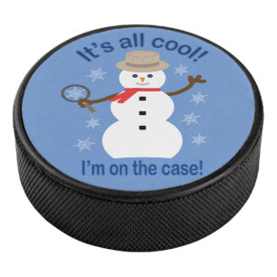 Fun and Fancy It's All Cool Snowman Detective Hockey Puck