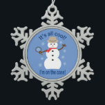 Fun and Fancy It's All Cool Snowman Detective Snowflake Pewter Christmas Ornament<br><div class="desc">Fun and Fancy Design with fun icons on a background of stripes for a formal and stylish effect to enhance your décor and add a festive touch. A more traditional design. For parties, decorating, entertaining, or just for fun. Great holiday gifts for all ages. A variety of products and colours...</div>