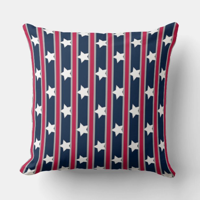 Fun and Fancy Patriotic Stars and Stripes Cushion (Front)