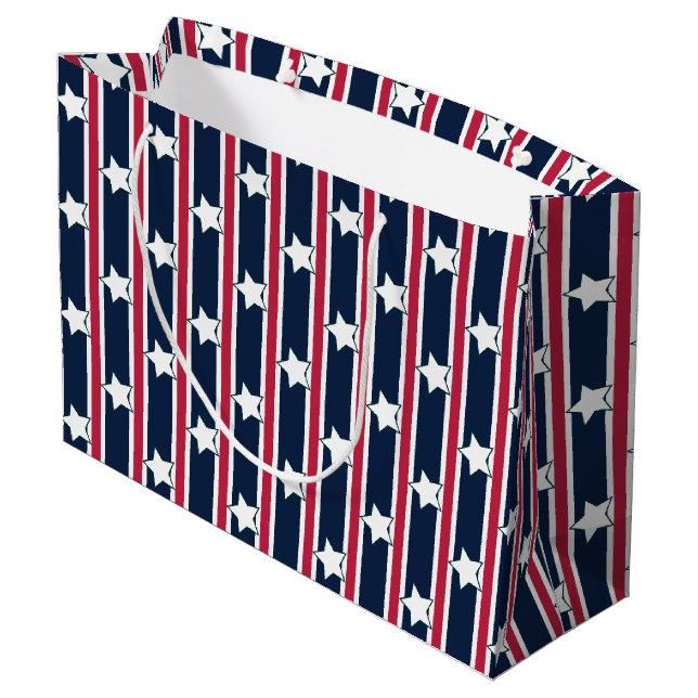 Fun and Fancy Patriotic Stars and Stripes Large Gift Bag (Back Angled)
