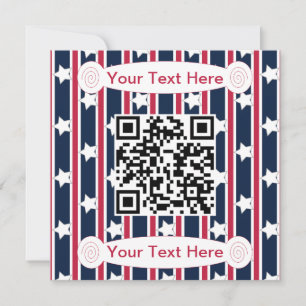 Fun and Fancy Patriotic Stars and Stripes QR Invitation