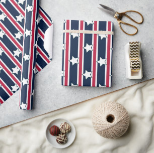Fun and Fancy Patriotic Stars and Stripes Wrapping Paper