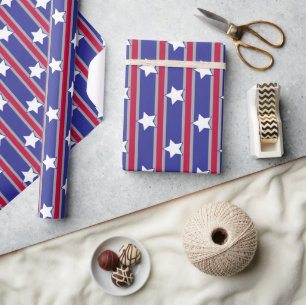 Fun and Fancy Patriotic Stars and Stripes Wrapping Paper