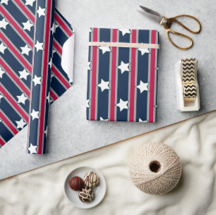 Fun and Fancy Patriotic Stars and Stripes Wrapping Paper