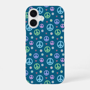 Fun and Fancy Peace Sign, Flowers & Hearts iPhone 16 Case
