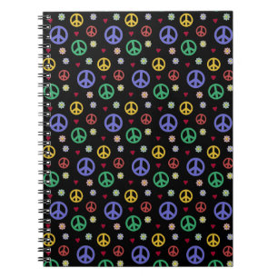 Fun and Fancy Peace Sign, Flowers & Hearts Notebook