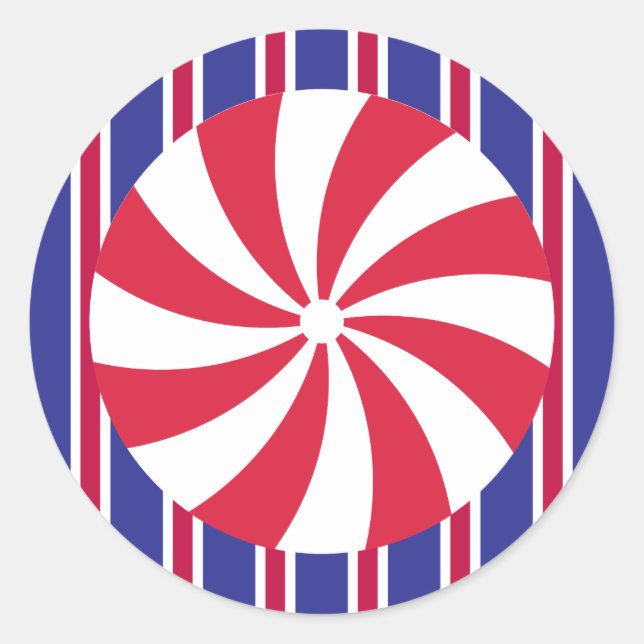 Fun and Fancy Peppermint Candy Classic Round Sticker (Front)