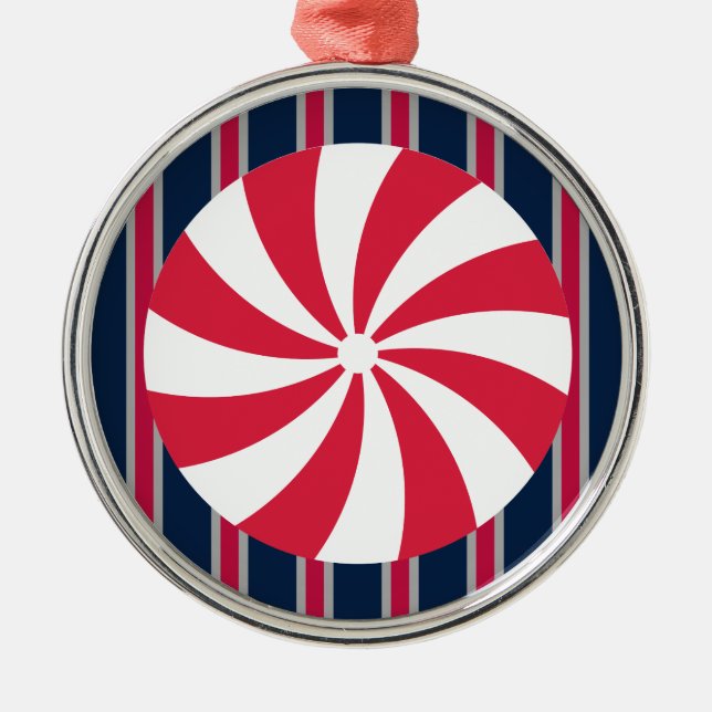 Fun and Fancy Peppermint Candy Metal Tree Decoration (Front)