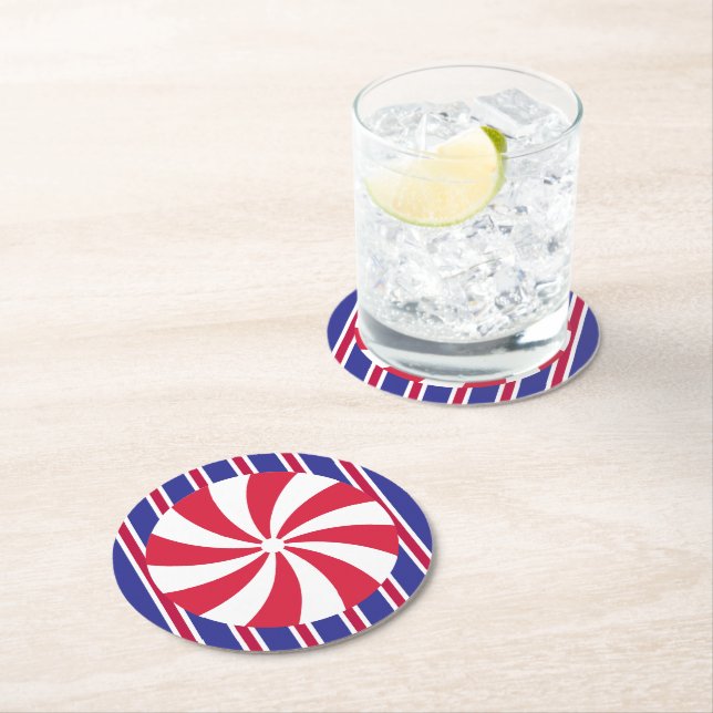 Fun and Fancy Peppermint Candy Round Paper Coaster (Insitu)