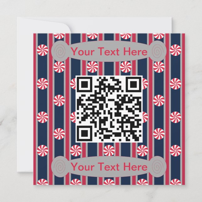 Fun and Fancy Peppermint QR Code Invitation (Front)
