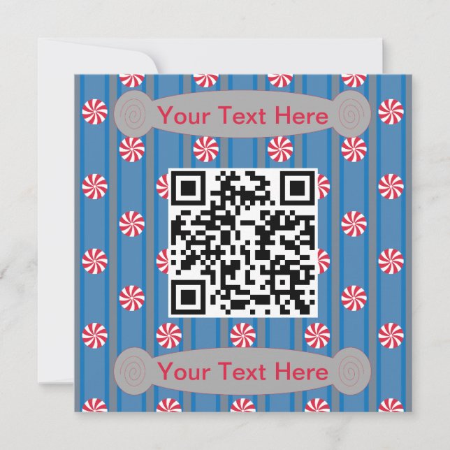 Fun and Fancy Peppermint QR Code Invitation (Front)
