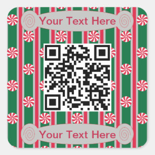 Fun and Fancy Peppermint QR Code Square Sticker