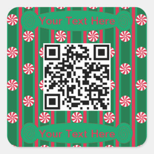Fun and Fancy Peppermint QR Code Square Sticker