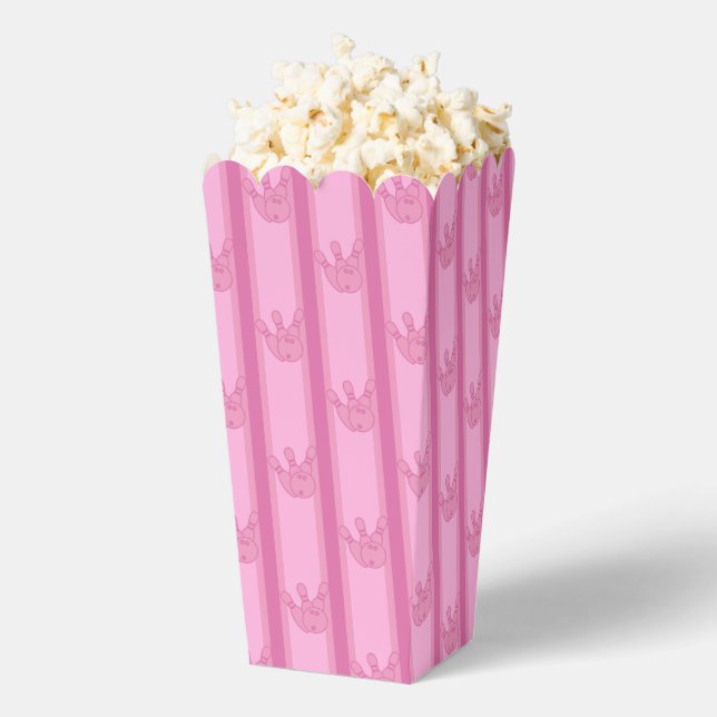 Fun and Fancy Pink Bowling  Popcorn Favour Box (Popped)