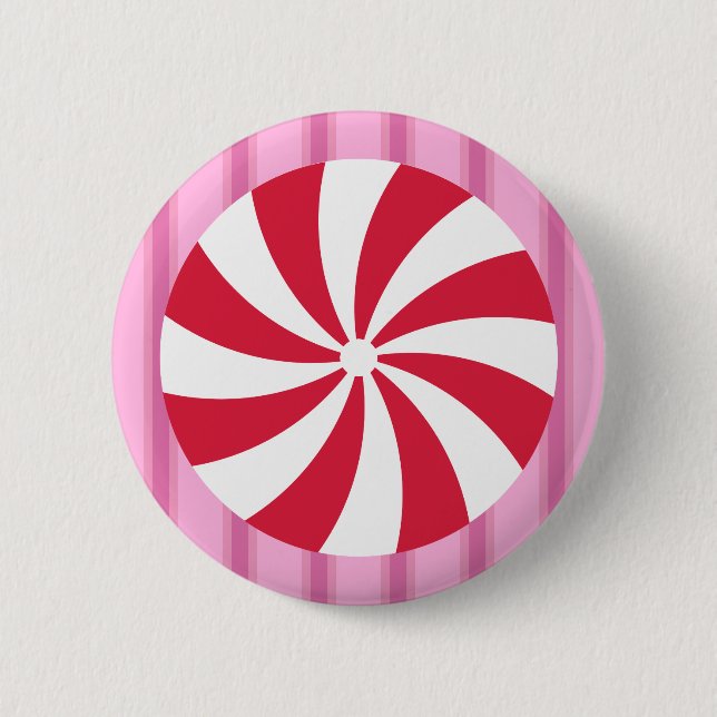 Fun and Fancy Pink Christmas Peppermint Candy 6 Cm Round Badge (Front)