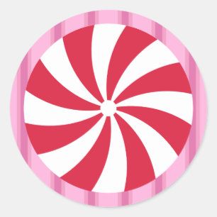 Fun and Fancy Pink Christmas Peppermint Candy Classic Round Sticker