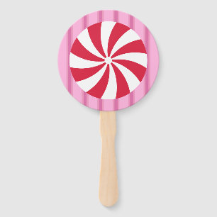 Fun and Fancy Pink Christmas Peppermint Candy Hand Fan