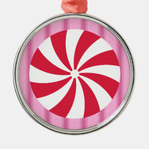 Fun and Fancy Pink Christmas Peppermint Candy Metal Tree Decoration