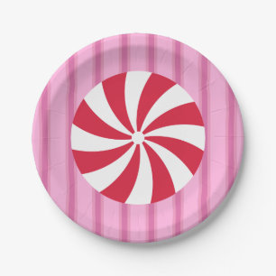 Fun and Fancy Pink Christmas Peppermint Candy Paper Plate