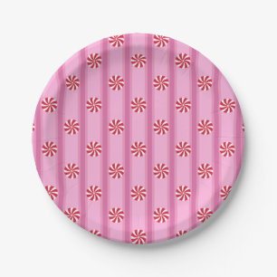 Fun and Fancy Pink Christmas Peppermint Candy Paper Plate