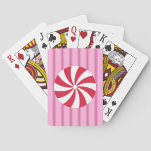 Fun and Fancy Pink Christmas Peppermint Candy Playing Cards