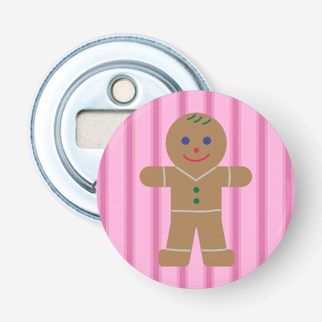 Fun and Fancy Pink Gingerbread Man Bottle Opener (Front)