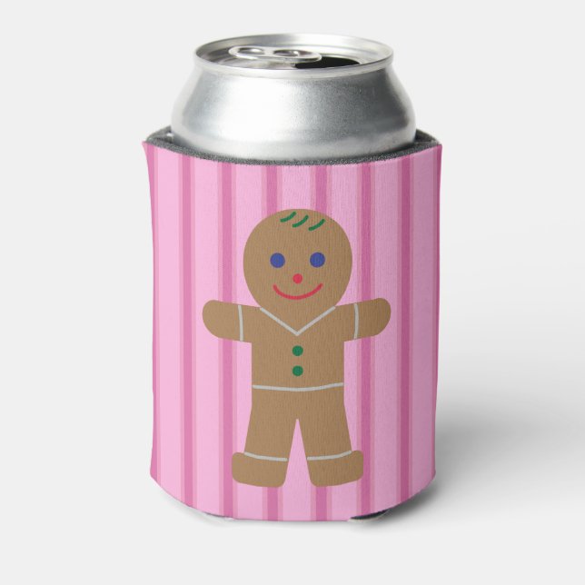 Fun and Fancy Pink Gingerbread Man Can Cooler (Can Back)