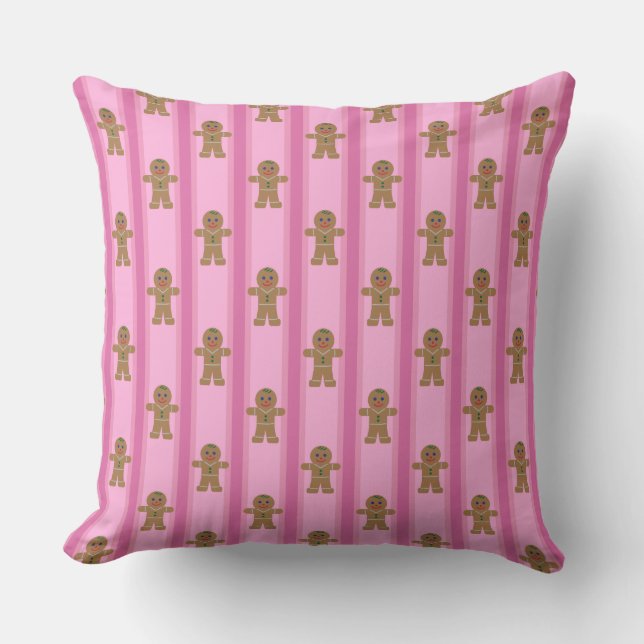 Fun and Fancy Pink Gingerbread Man Cushion (Front)