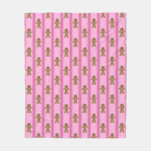 Fun and Fancy Pink Gingerbread Man Fleece Blanket