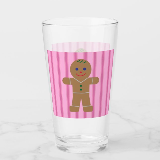 Fun and Fancy Pink Gingerbread Man Glass (Front)