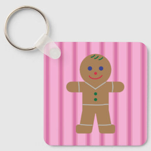 Fun and Fancy Pink Gingerbread Man Key Ring