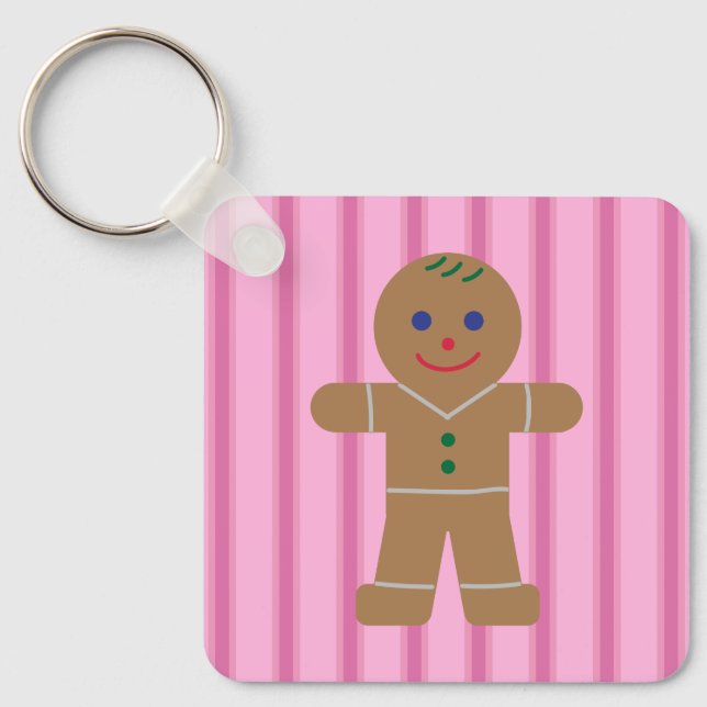 Fun and Fancy Pink Gingerbread Man Key Ring (Front)