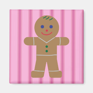 Fun and Fancy Pink Gingerbread Man Magnet